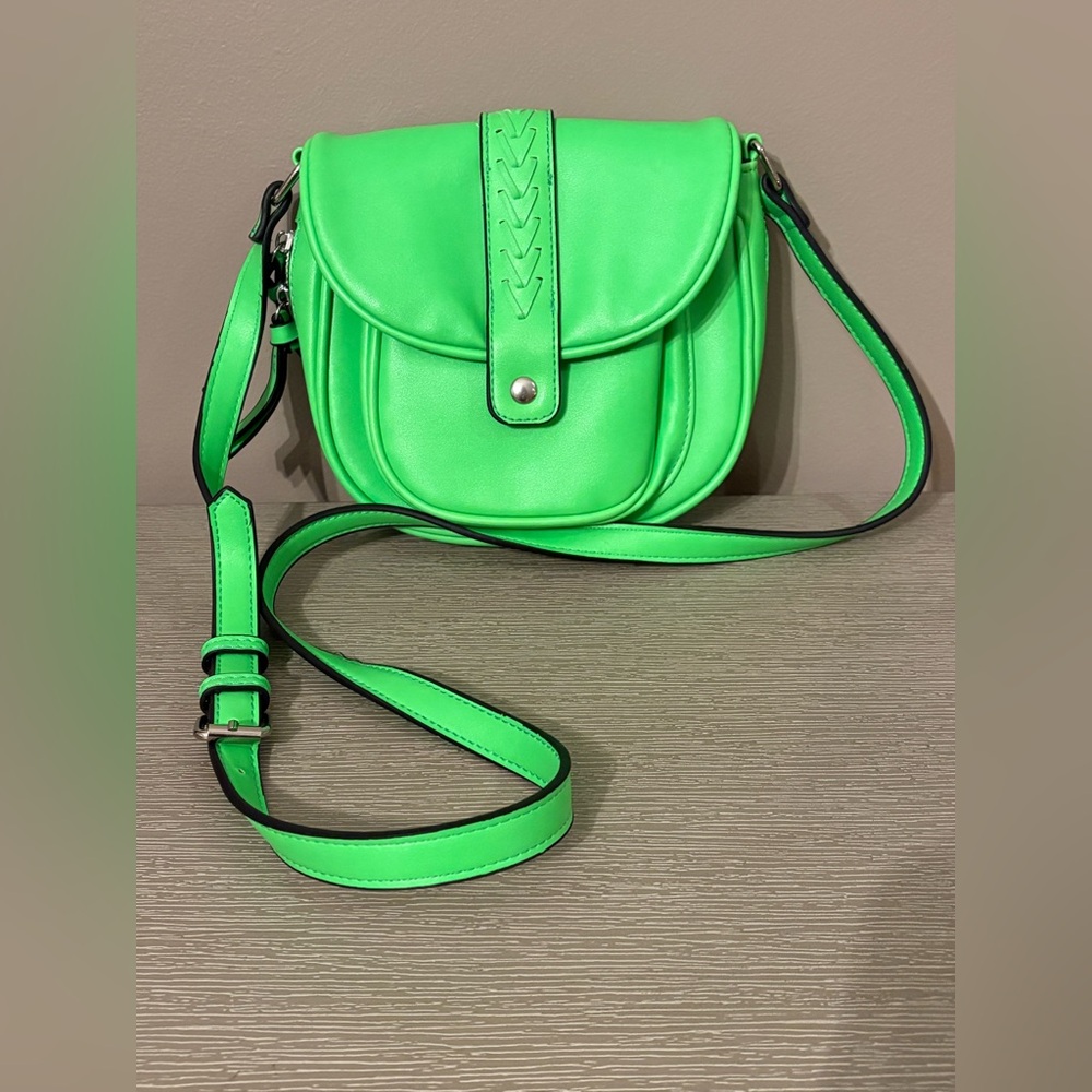 Violet Ray Whipstitched Mini Saddle Crossbody Bag NEON GREEN Seahawks green
